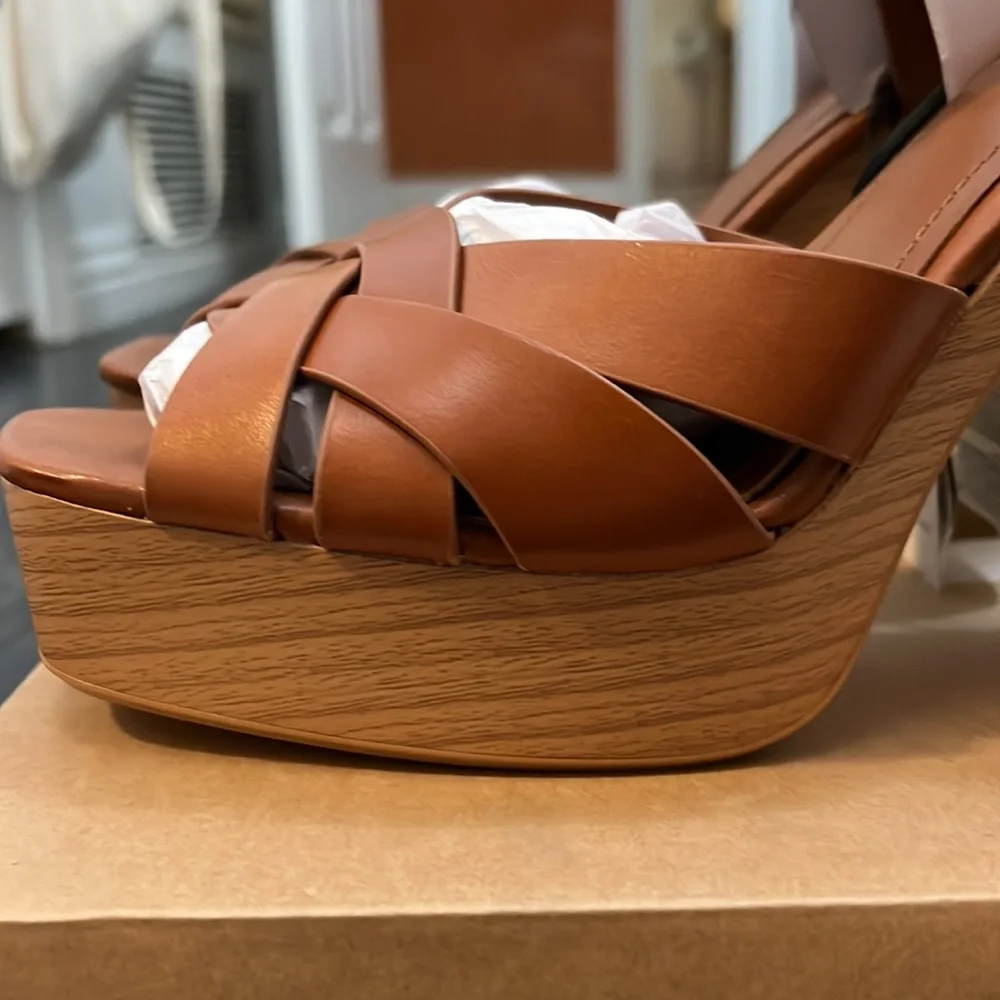 BNWT Zara leather platform sandals size 9 - Picture 5 of 7